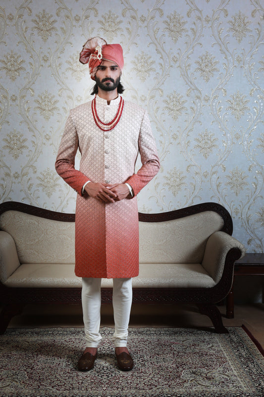 MAROON GRADIENT SHERWANI