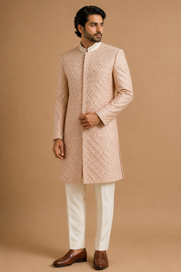 Peach Sherwani