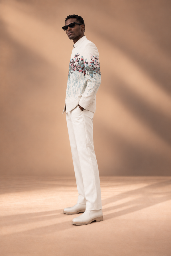 Petal Cascade Indowestern Set embroidery profile