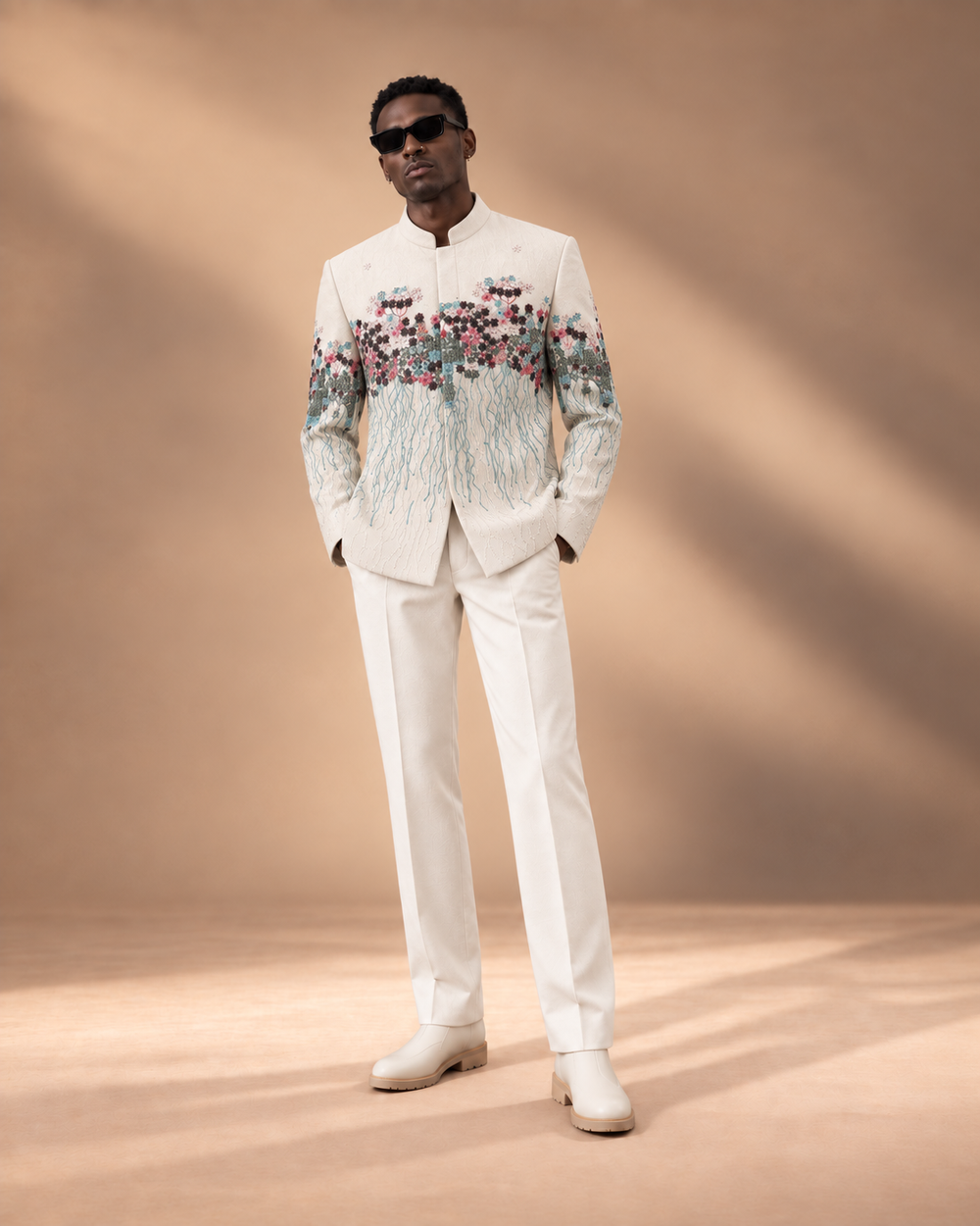 Petal Cascade Indowestern Set embroidery profile