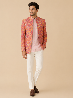 Pink & Gold Floral Open Jacket