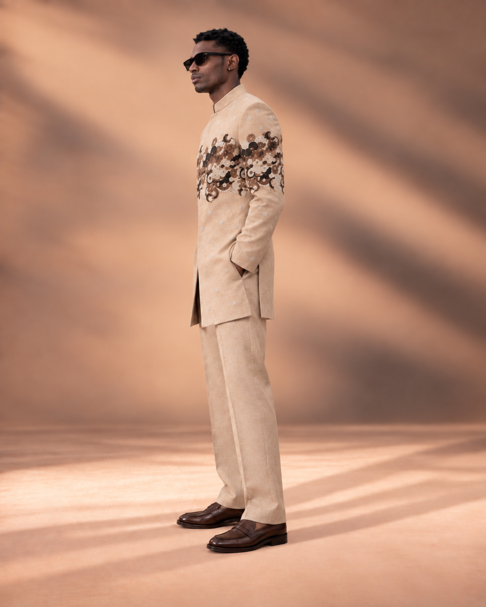Sand Beadwork Indowestern Set front view