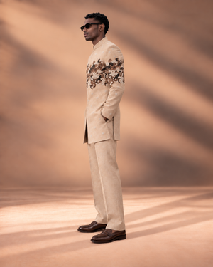Sand Beadwork Indowestern Set profile view