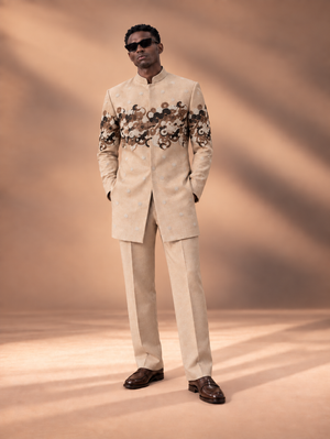 Sand Beadwork Indowestern Set front view