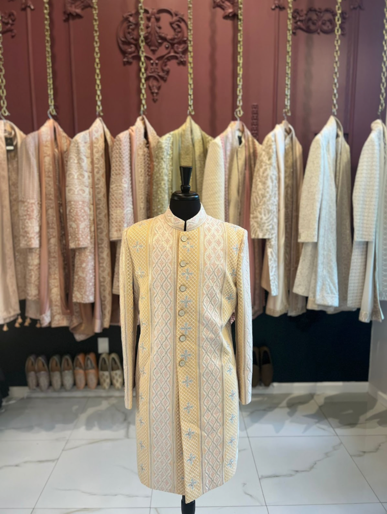 Yellow Pastel Haldi Sherwani