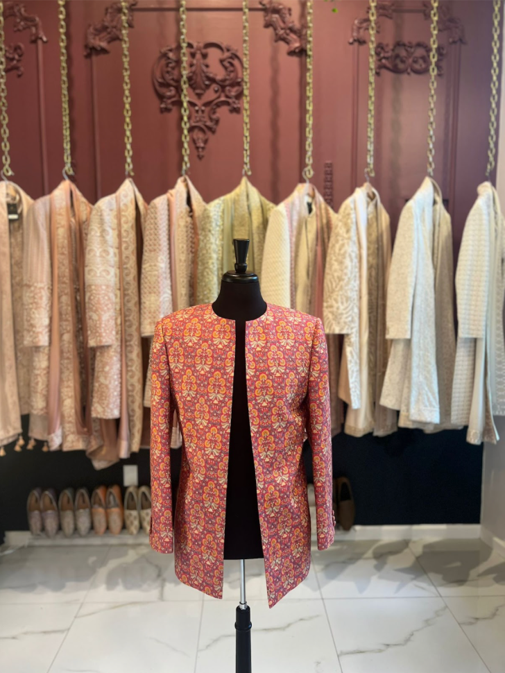 Pink & Gold Floral Open Jacket
