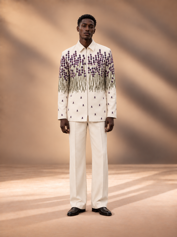 Violet Meadow Indowestern Set front view