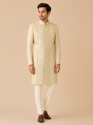 Yellow Pastel Haldi Sherwani