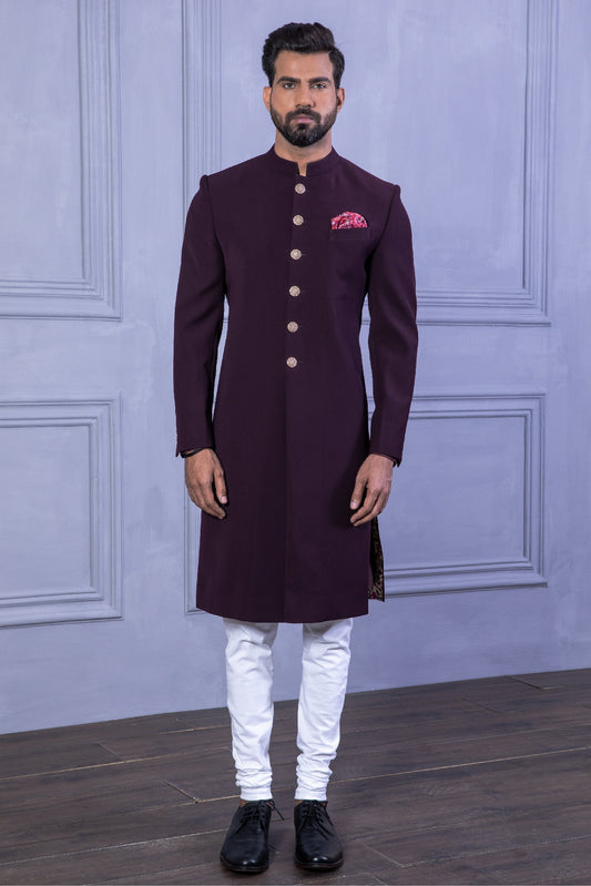 Burgundy Achkan Sherwani