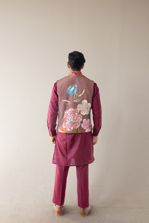 Crimson Bloom Kurta