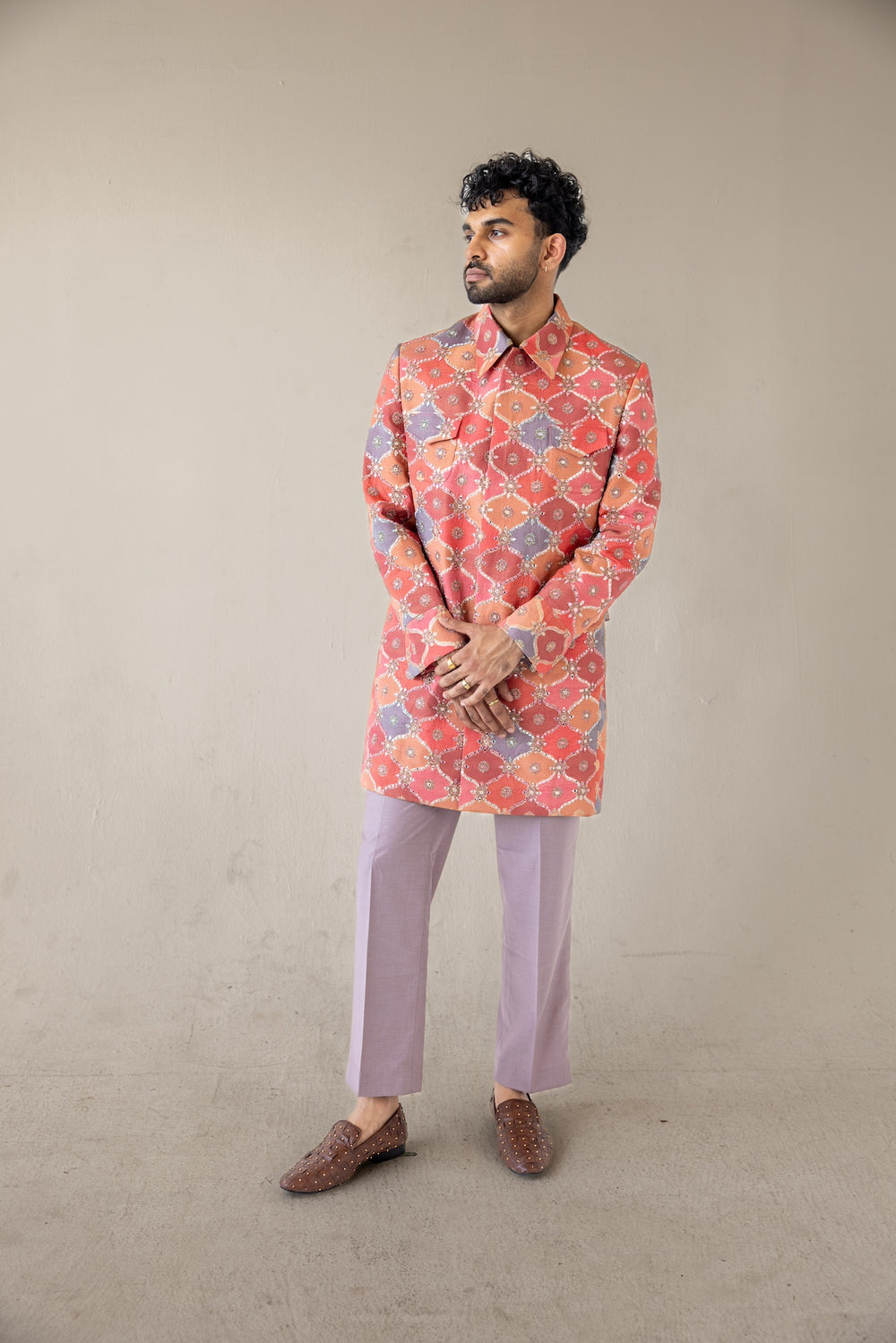 Coral Clash Sherwani
