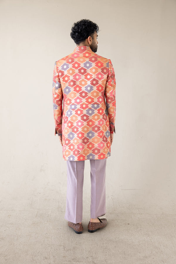 Coral Clash Sherwani