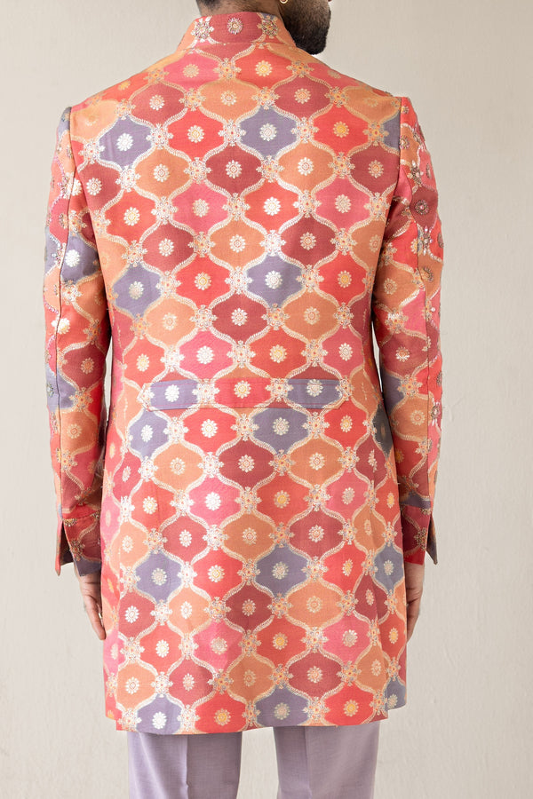 Coral Clash Sherwani
