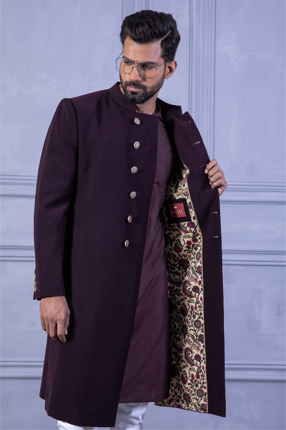Burgundy Achkan Sherwani