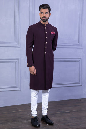 Burgundy Achkan Sherwani