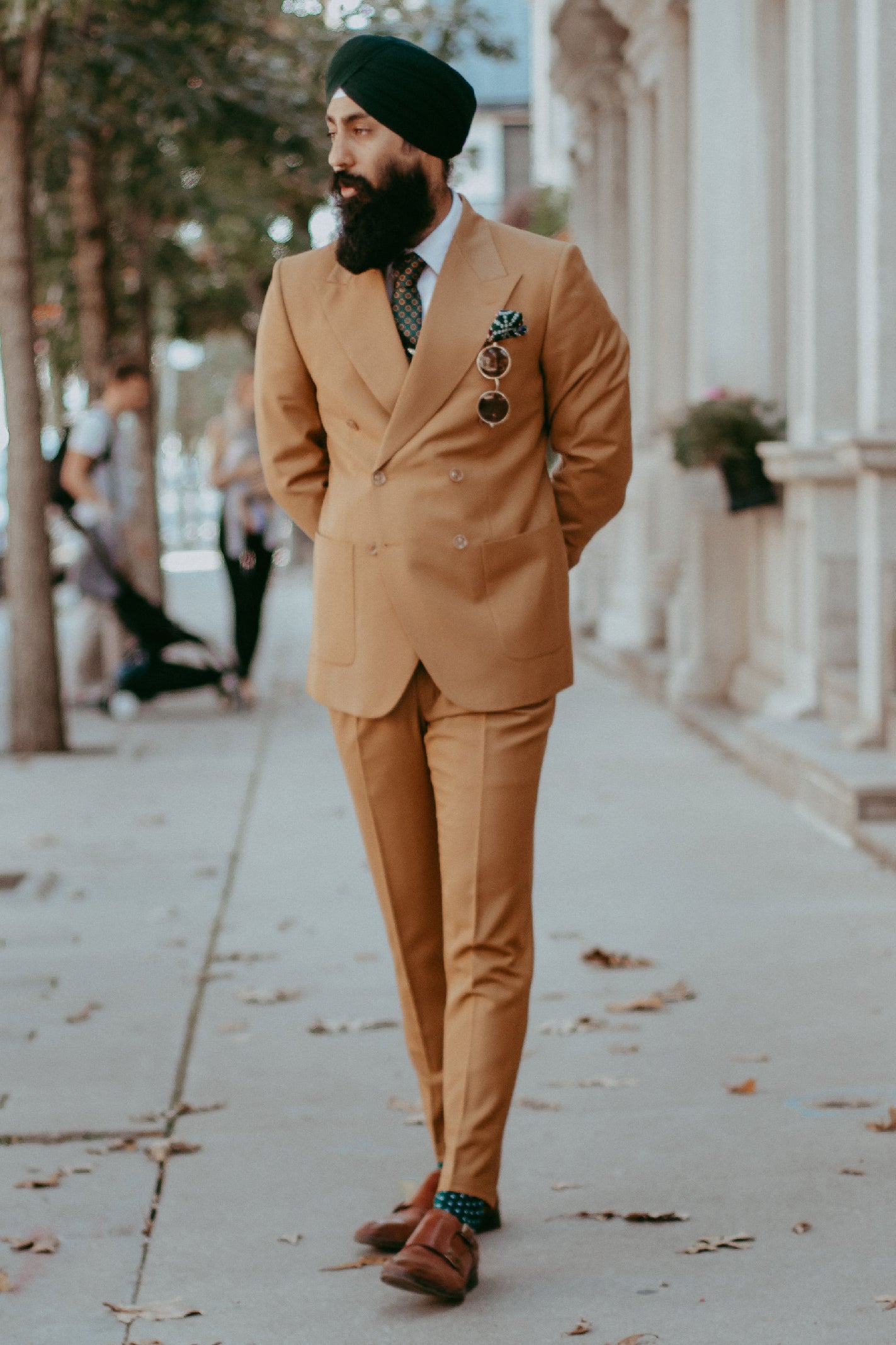 Dark Yellow Double Breasted Suit For Men