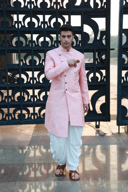 Light Pink Asymmetric Sherwani