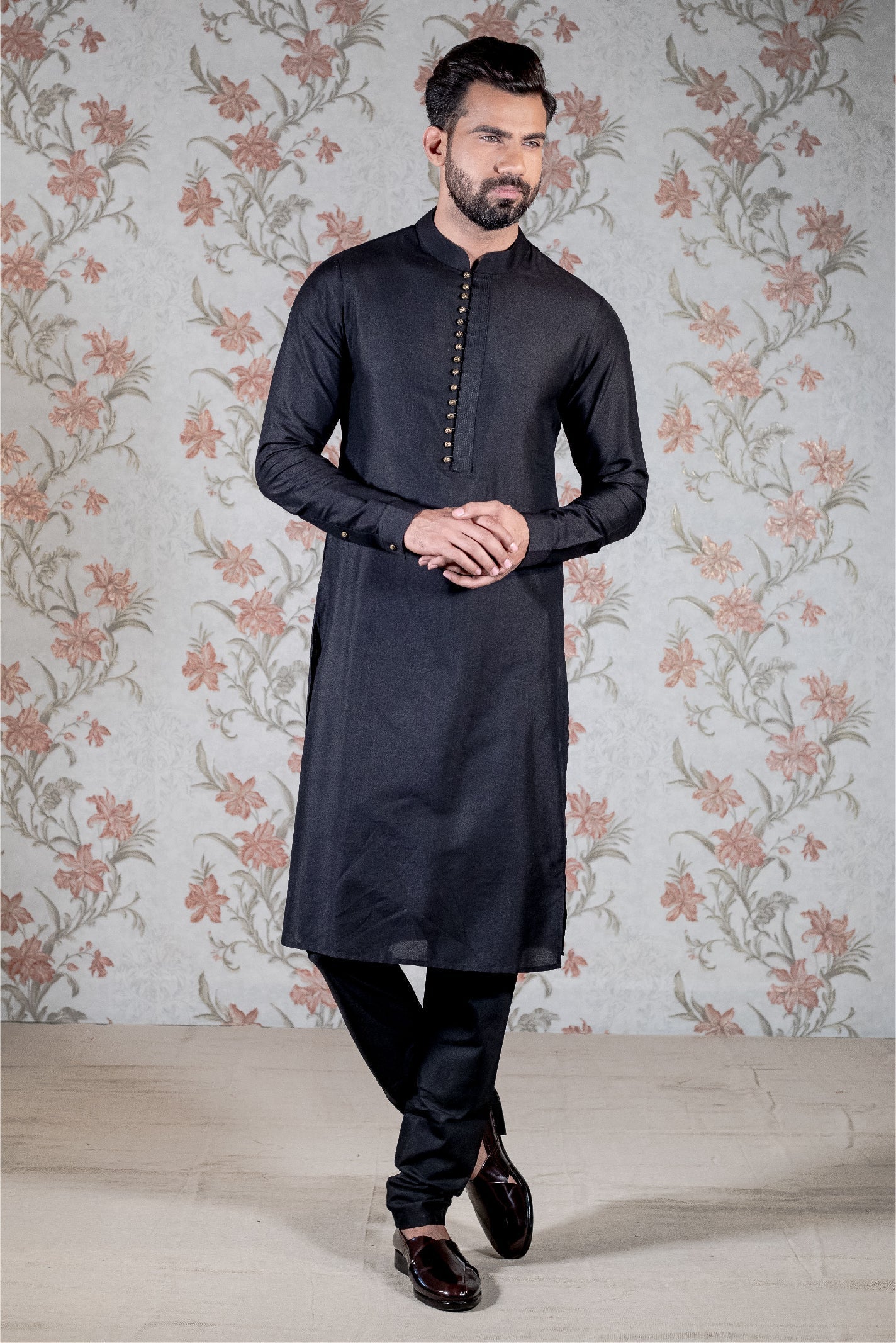 Gray kurta 2025 black pajama